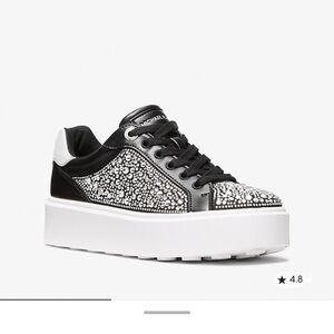Michael Kors Black and White Crystal Platform Sneakers